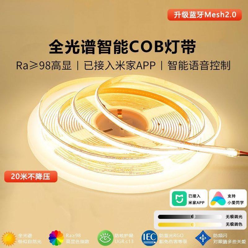 智能COB灯带24v低压无极调光家用吊顶氛围客厅卧室双眼皮线形灯条