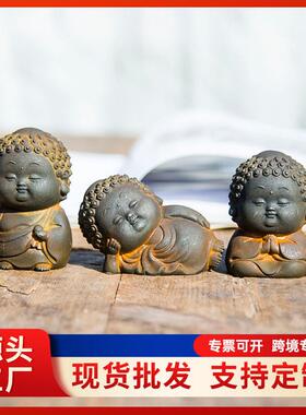 新中式禅意摆件小如来佛像桌面家居客厅纯手工工艺品创意做旧复古