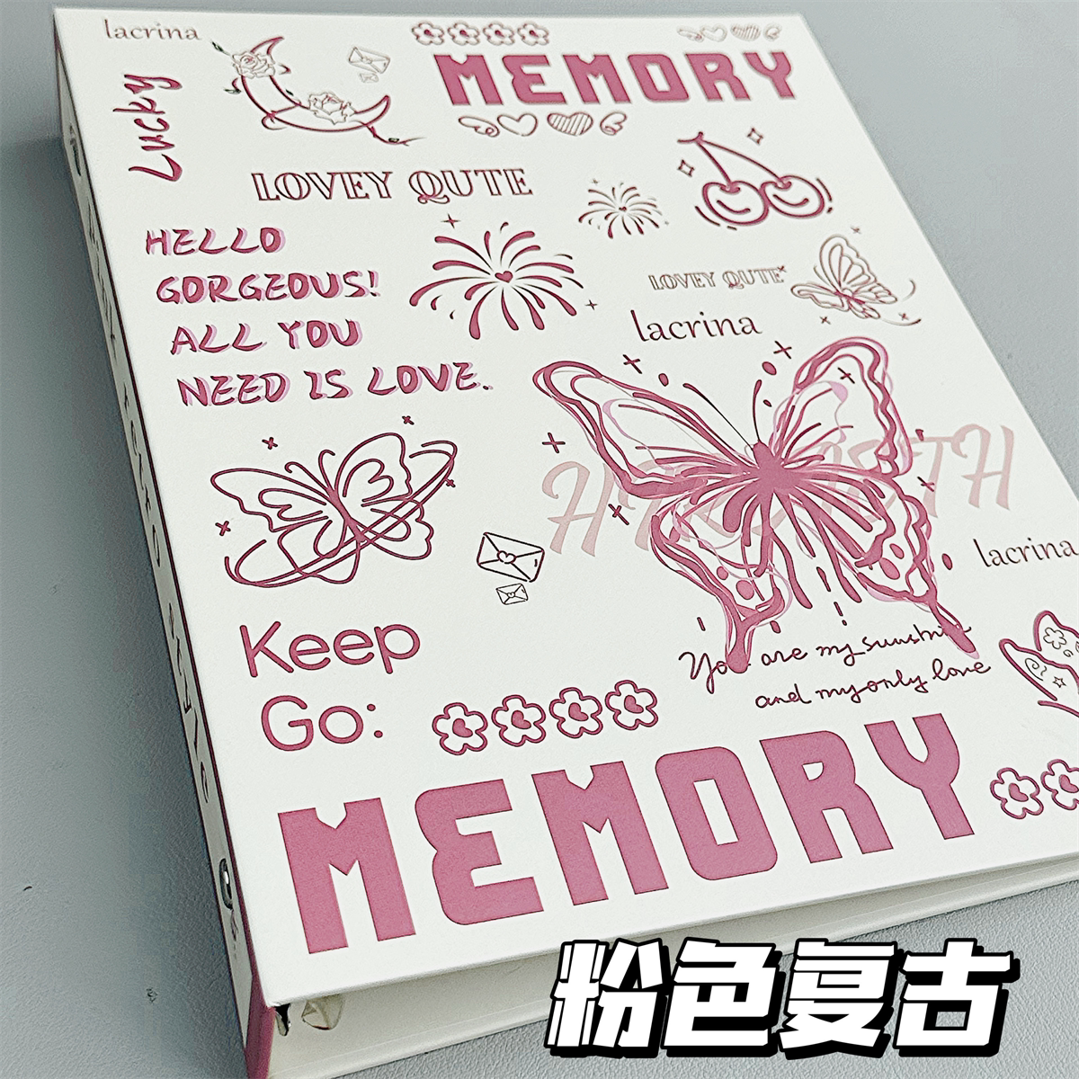 原创手绘粉色复古卡册A5活页四宫格相册爱豆专辑小卡追星收纳册本图片