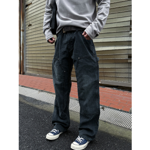 纯棉直筒长裤 MANCHER 男宽松BO1伐木裤 复古水洗做旧牛仔裤 潮 美式