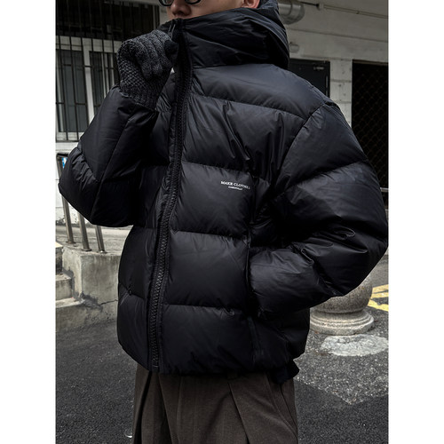 90白鸭绒防泼水连帽羽绒服男