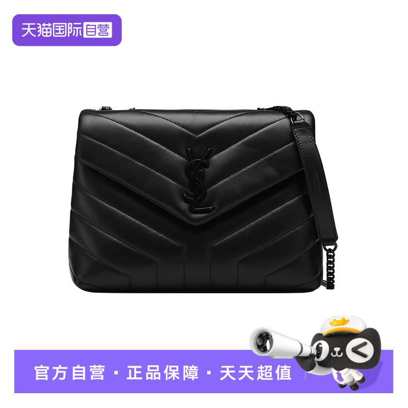 【自营】saint laurent/圣罗兰 黑色绗缝金链条包女设计感单肩包