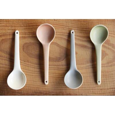 包邮日本制进口万古烧4th-market手作陶瓷饭勺汤勺甜品勺匙羹多色