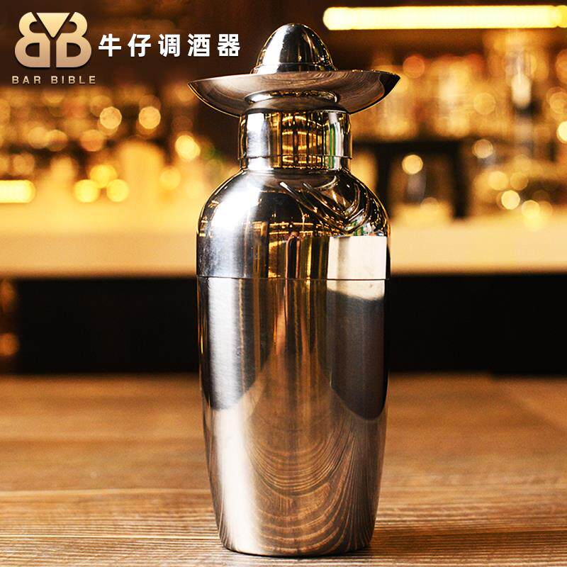 牛仔不锈钢摇酒壶雪克壶摇酒器酒吧调酒鸡尾酒调酒器美式创意外观