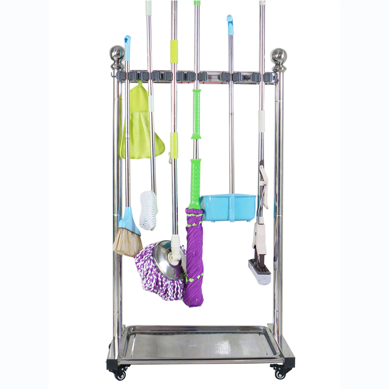 不锈钢拖把架子落地式可移动阳台扫把拖布挂架置物架收纳墩布架