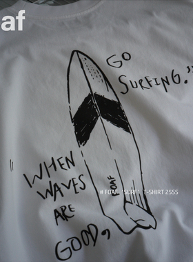 FOAF ‘SURF' T-SHIRT 25ss 日系纯棉手绘线条冲浪板宽松短袖T恤