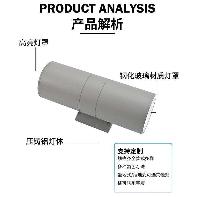 led户外壁灯楼梯现代简约壁灯单头双头超亮发光壁灯室内楼道壁灯