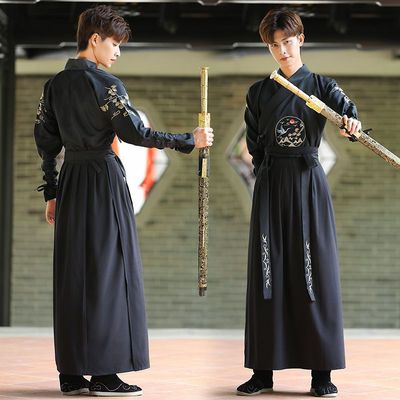 汉服男中国风古风武侠剑客男士大码公子古装黑色霸气学生班服套装