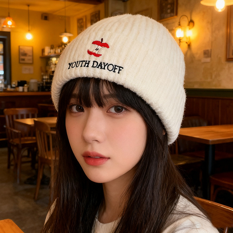 2025秋冬保暖帽子女水果刺绣