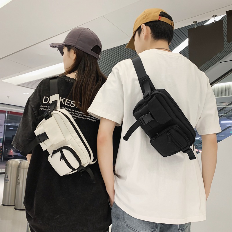 日本品质ins潮牌百搭斜挎包男超火单肩包小挎包女大容量运动腰包