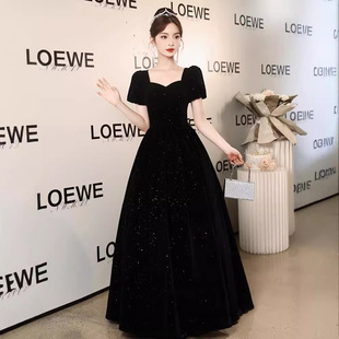 丝绒高级感声乐艺考钢琴成人礼服裙年 日本品质黑色晚礼服裙女新款