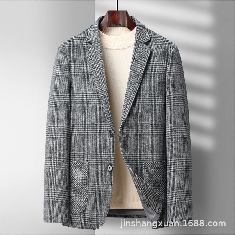 日本品质男士休闲西服专柜品质春秋商务单西服高级感格子时尚休闲