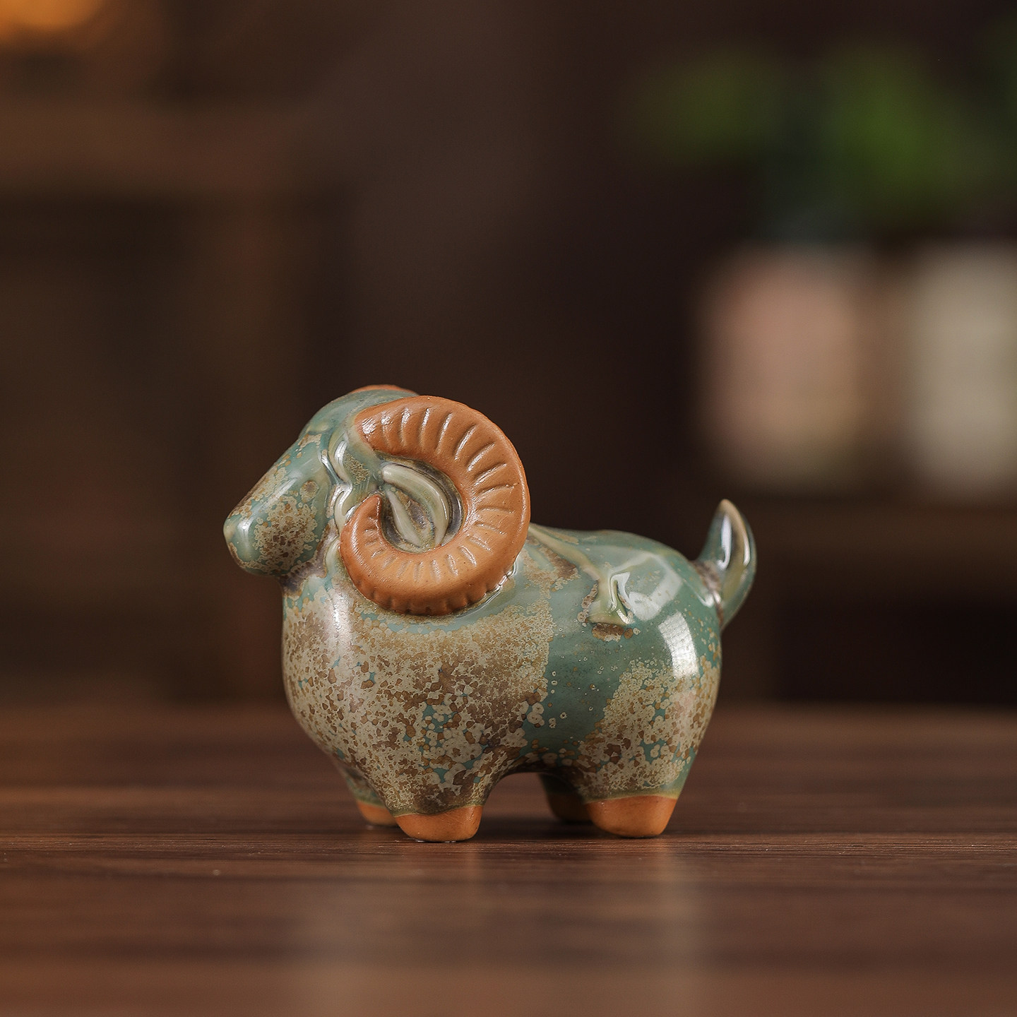 羊眉吐气钧瓷茶宠新中式手工陶瓷摆件家居客厅装饰送朋友创意好礼,家居饰品,装饰摆件,淘宝优惠券,粉丝福利购,淘宝优惠卷