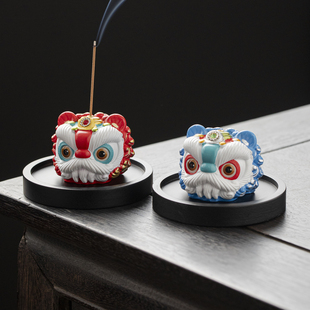 国潮佛山醒狮线香炉摆件家用室内檀香沉香熏香炉创意线香香插底座