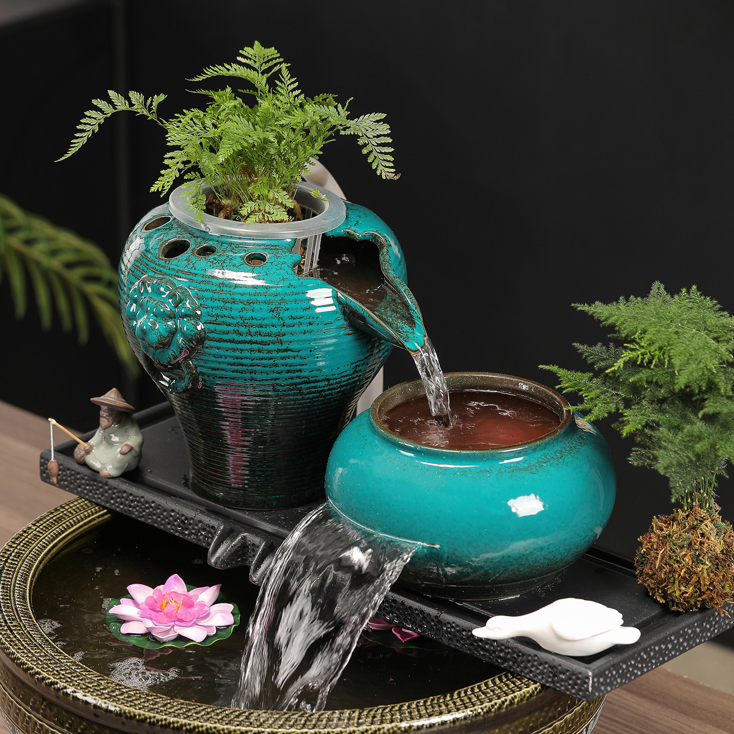 庭院花园流水摆件鱼缸造景生态缸配件古法养鱼开口陶瓷罐循环过滤,家居饰品,流水摆件,淘宝优惠券,粉丝福利购,淘宝优惠卷