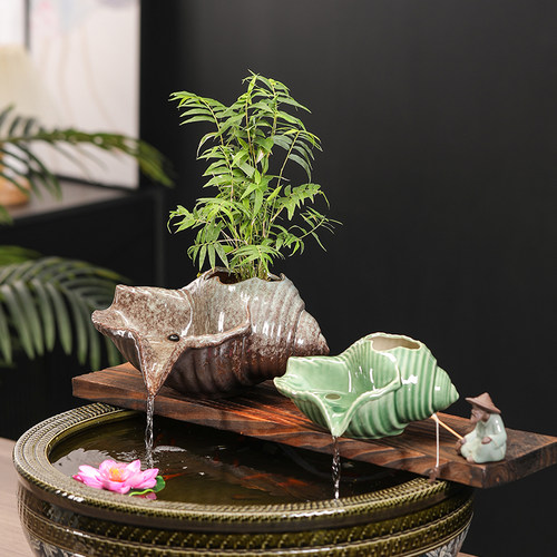 古法养鱼生态缸庭院阳台造景鱼缸装饰流水摆件循环水增氧过滤器