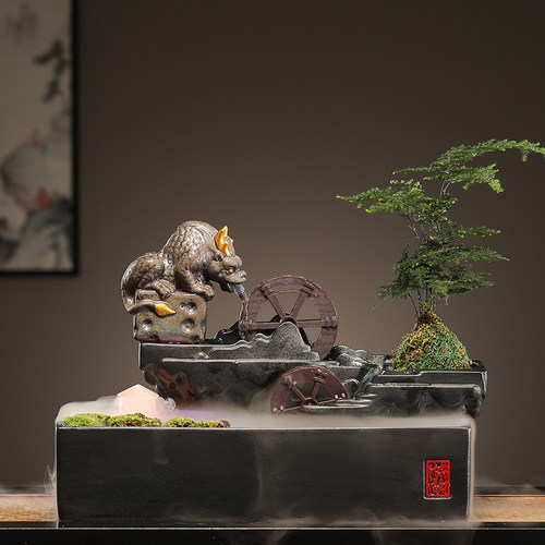 貔貅招财摆件陶瓷流水生财桌面