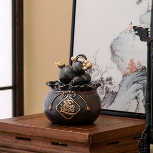 聚宝盆流水摆件招财聚财家居玄关客厅办公室高档装 饰乔迁开业礼物