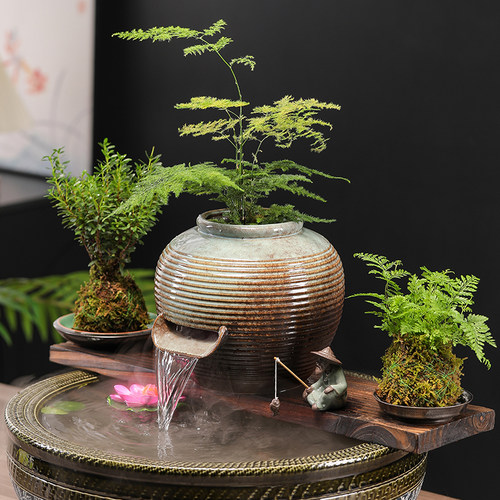 古法鱼缸瀑布造景流水景观