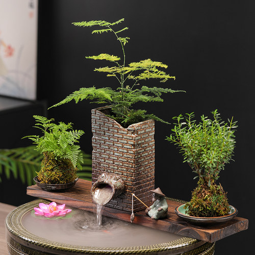 循环流水陶罐古法鱼缸装饰摆件