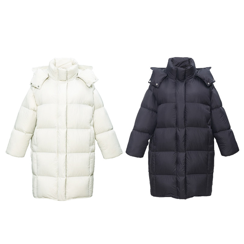 超轻泡芙可拆卸连帽长款羽绒服