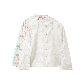 【橙庐】393013原创新中式竹叶提花小立领外套 女士秋气质中国风