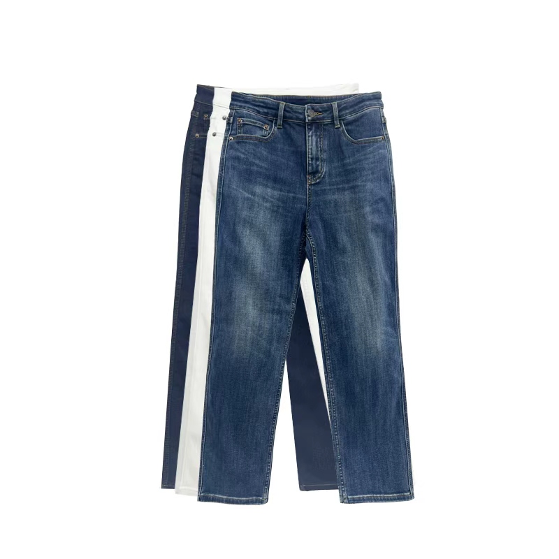 【橙庐】518111升温长绒棉九分加绒烟管牛仔裤 秋冬女时尚法棍裤