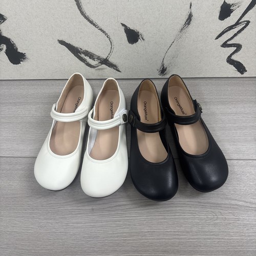 女士牛皮一脚蹬玛丽珍鞋