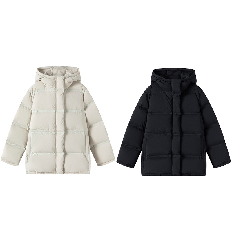 【橙庐】500865弹力连帽内抽绳羽绒服 95白鹅绒女士时尚休闲保暖