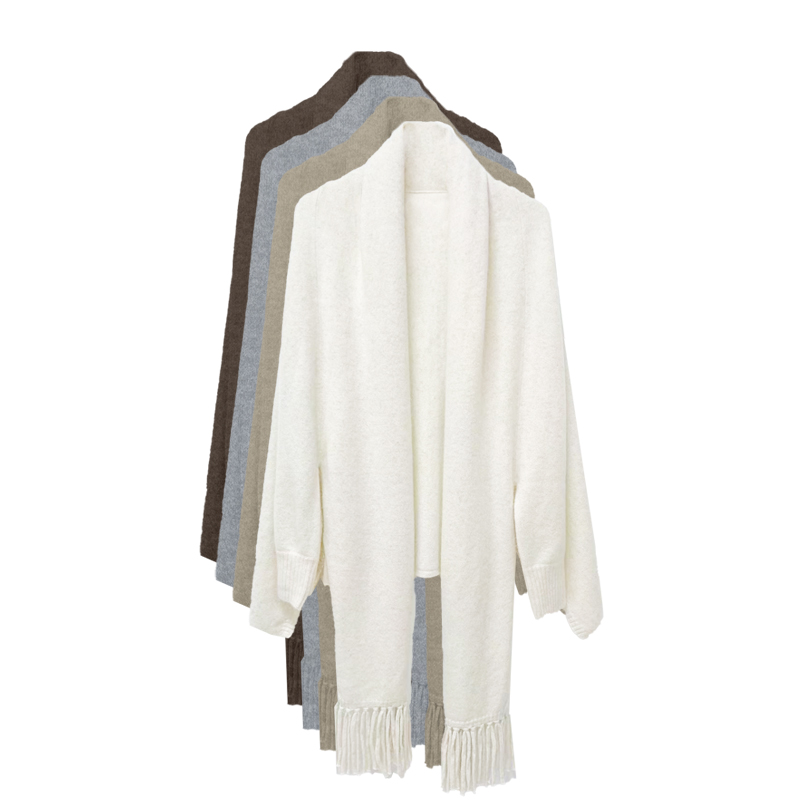 橙庐慵懒松弛耗牛绒羊毛披肩开衫