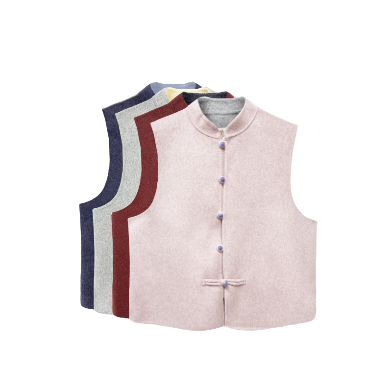 【橙庐】1024278原创新中式立领双面呢马甲 秋冬羊毛山羊绒女国风