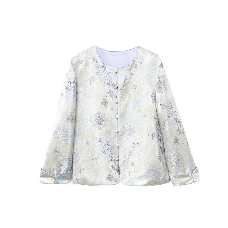 【橙庐】197000新中式竹叶宝相花提花外套 女优雅气质文艺中国风