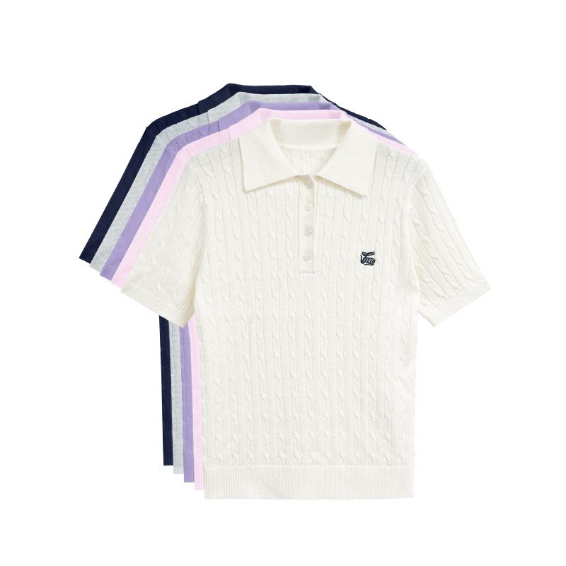 【橙庐】ZR1210兔子刺绣羊毛混纺绞花针织Polo衫 春夏女时尚休闲,女装/女士精品,毛针织衫,淘宝优惠券,粉丝福利购,淘宝优惠卷