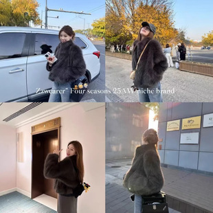 Zzwearer白月光女高级冬季加厚韩版托卡仿狐狸毛短款立领毛毛外套