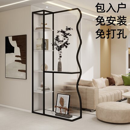 玄关柜奶油风入户正对门长虹玻璃客厅玄关沙发隔断置物架艺术屏风