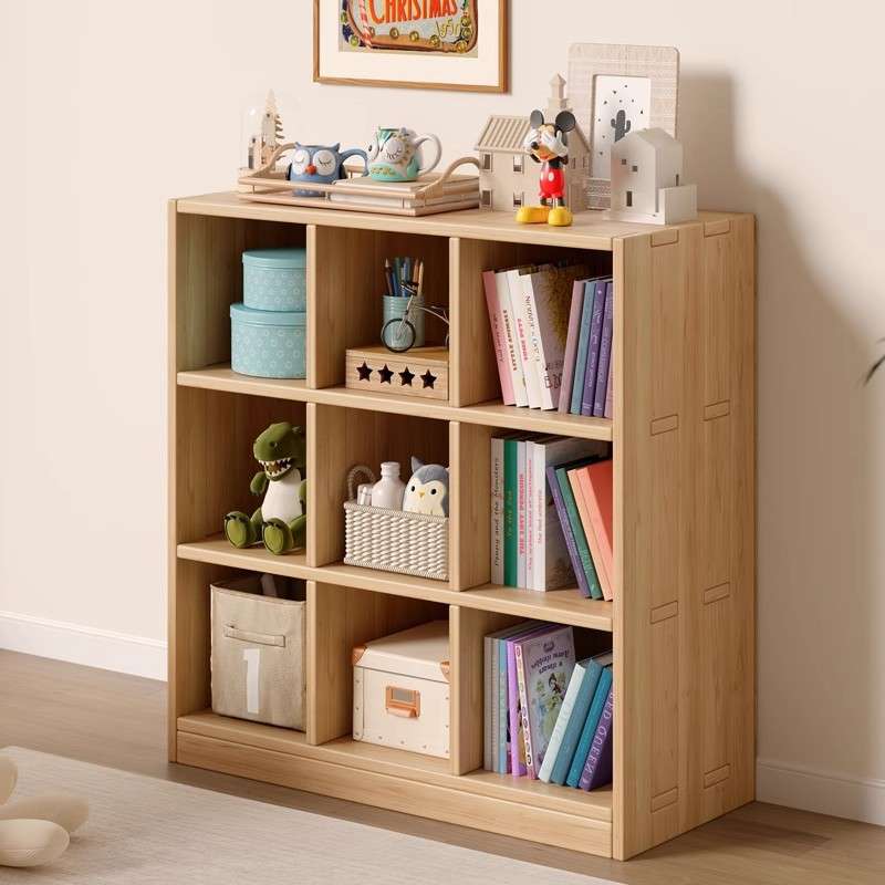 实木格子柜书架置物架落地客厅展示架靠墙组合储物收纳家用书柜