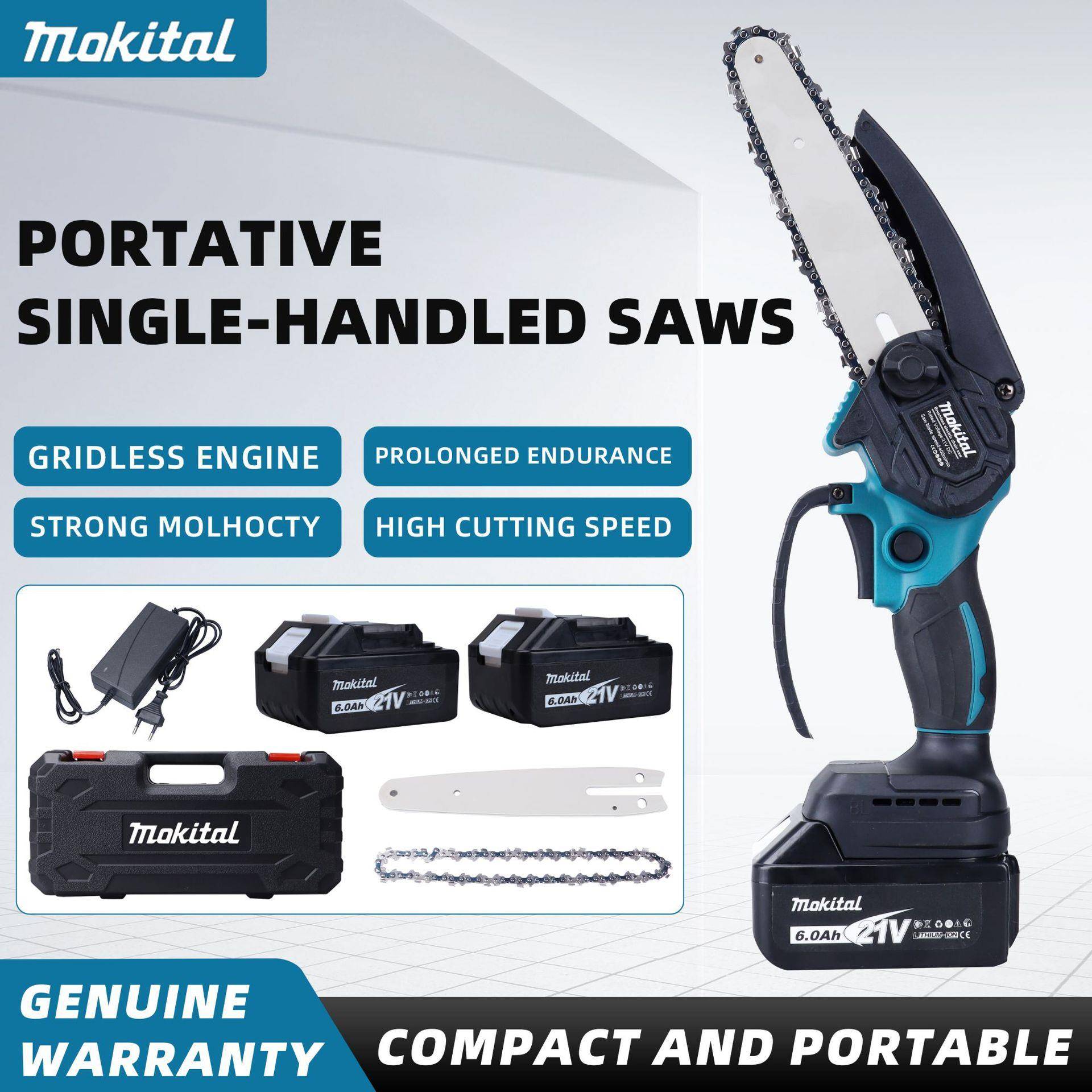 锂电电链锯家用便携式伐木锯充电式4寸6寸手提大功率电锯