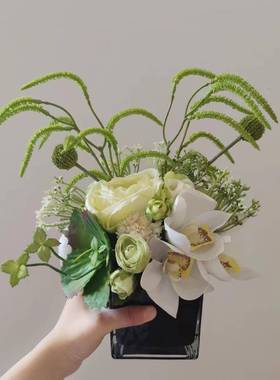 M332a四面洽谈桌花白绿道具前台商务仿真花绢花假花婚庆亚马