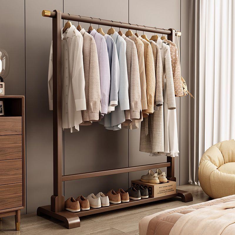 床头挂衣架落地立式卧室实木出租房用特厚晾衣架客厅一体衣帽架