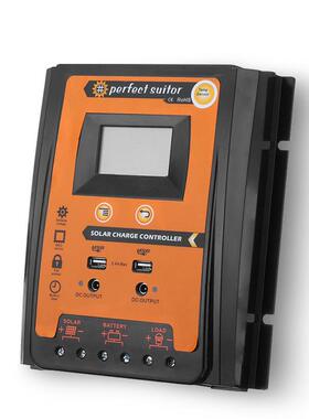 外贸爆款 70A光伏发电控制器PWM12V24V太阳能充电控制器带双DC口