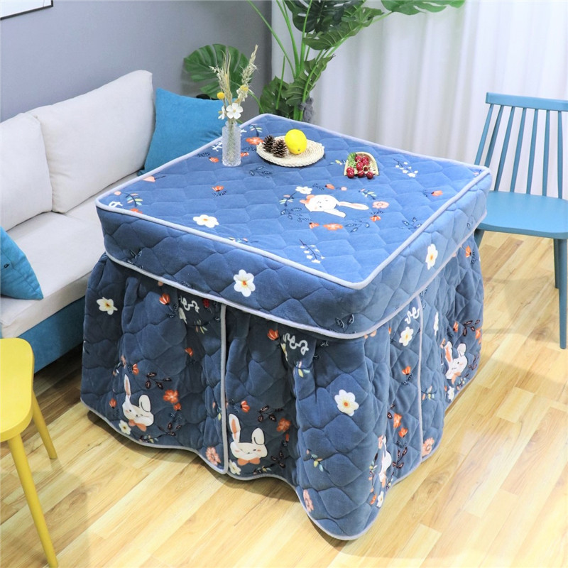 新款双面加绒加厚电炉罩烤火罩正方形纯棉桌套取暖炉被套烤火炉罩