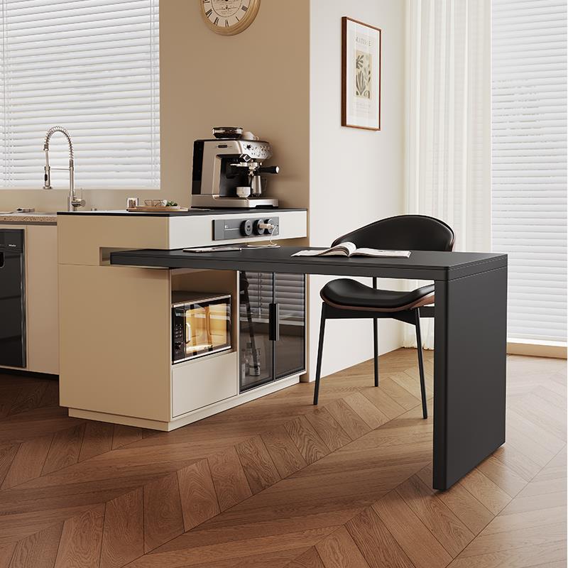 岛台餐桌一体饭厅家用意式极简可伸缩旋转移动中岛台厨房料理台