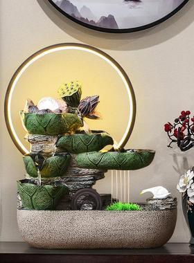 新中式流水生财摆件喷泉景观循环水客厅玄关办公室风水轮装饰乔迁