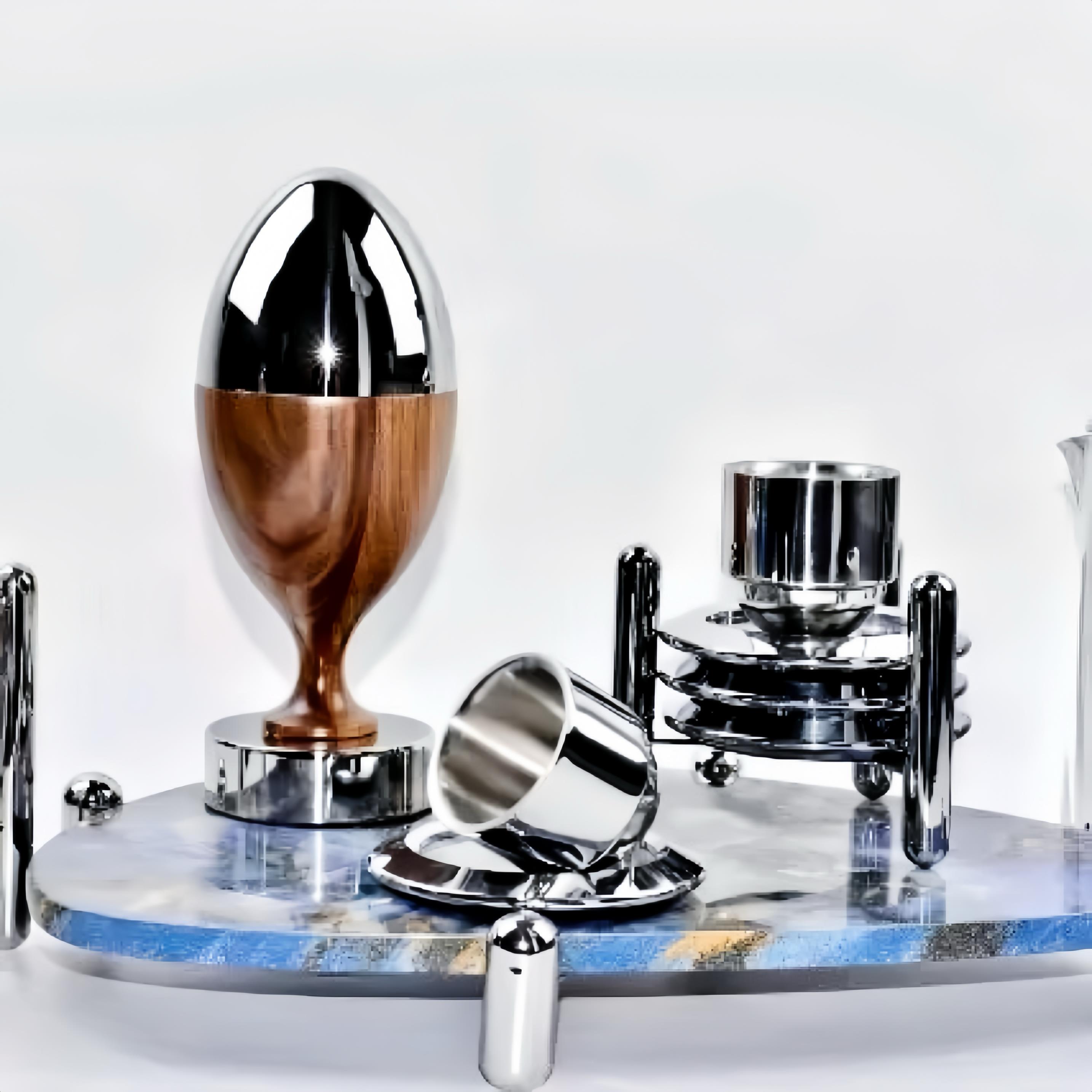 现代简约售楼处样板间咖啡器具不锈钢手冲壶冰桶装饰摆件