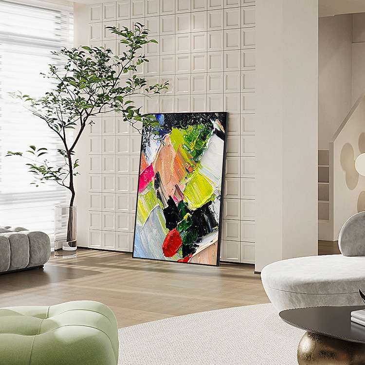 客厅立体轻奢手绘油画简约玄关沙发背景墙装饰画抽象壁画入户挂画图片