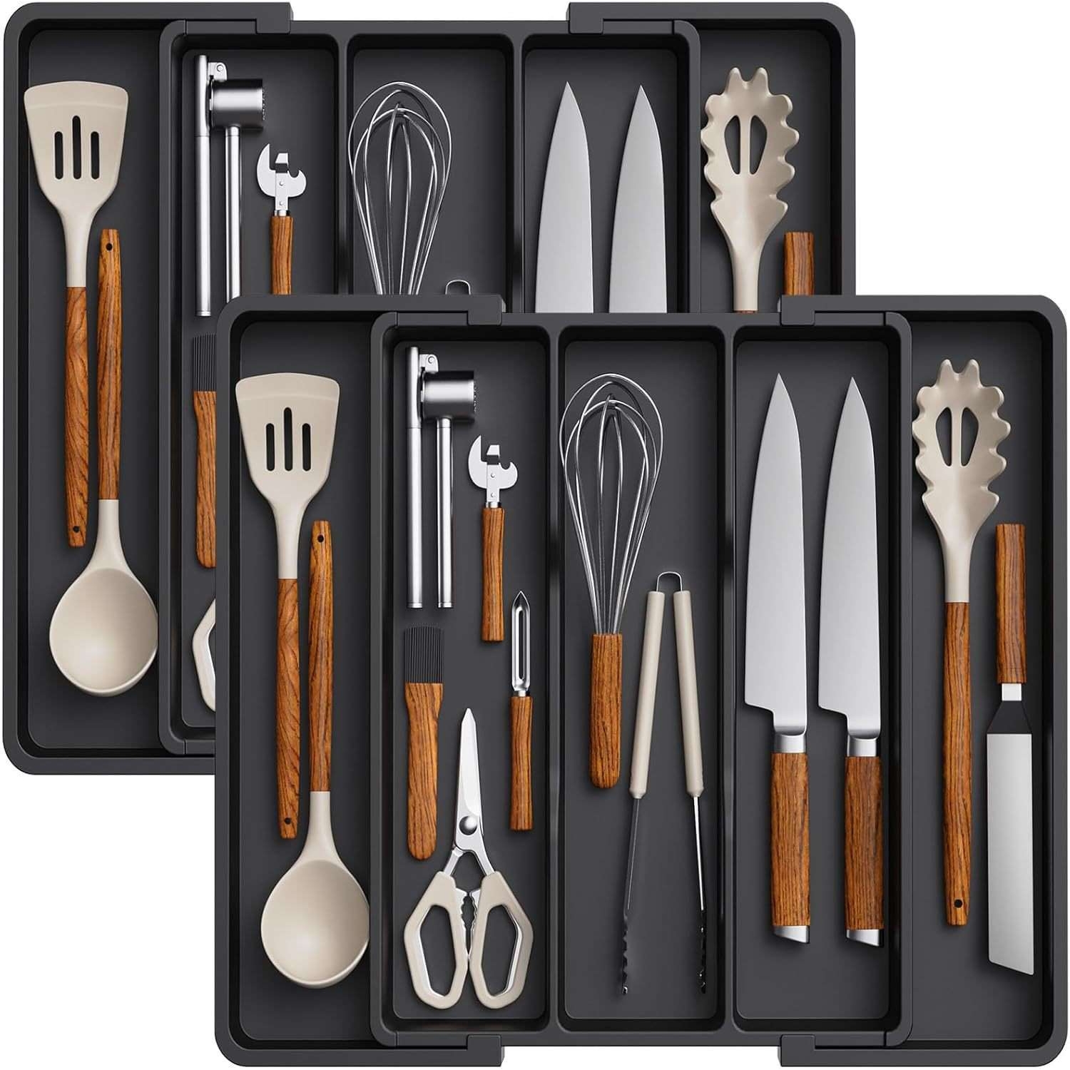 TEMU跨境新款Expandable Utensil Tray 扩展餐具收纳盒家用亚马逊