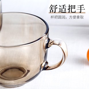 茶色玻璃杯牛奶早餐杯带把加厚高C颜值水杯家用麦片杯大肚杯礼品