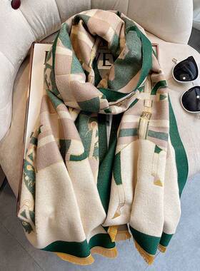 现货Autum ad witer wo's imitatio cashre large shawl thi