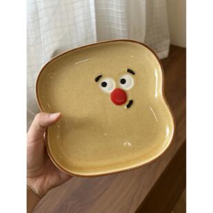 吐司面包甜品盘小菜盘釉下彩家用盘子可爱餐具 四时有梨