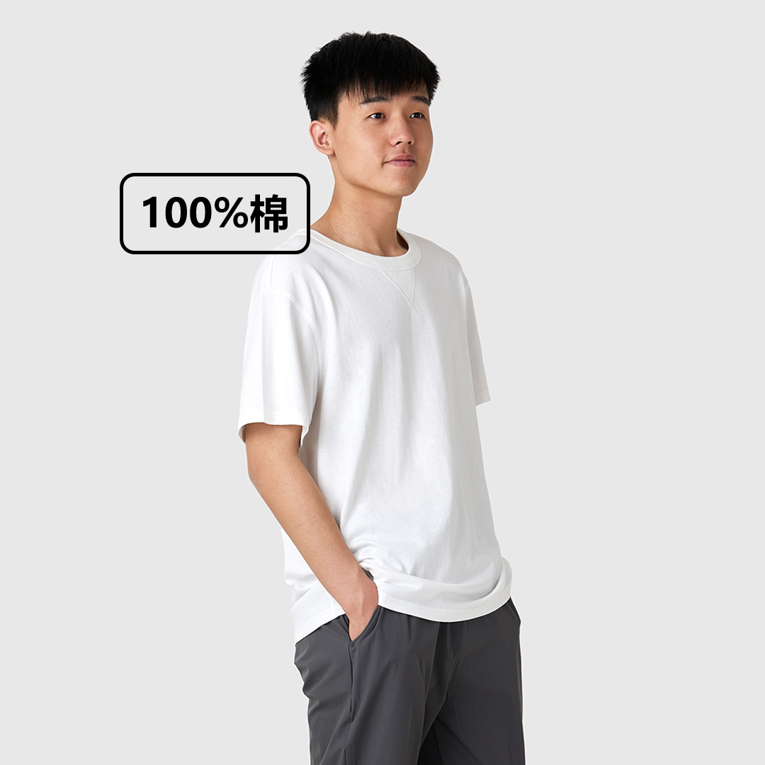 鹿岛什物纪AAV10130男士夏季全棉透气纯色简约圆领百搭短袖T恤图片